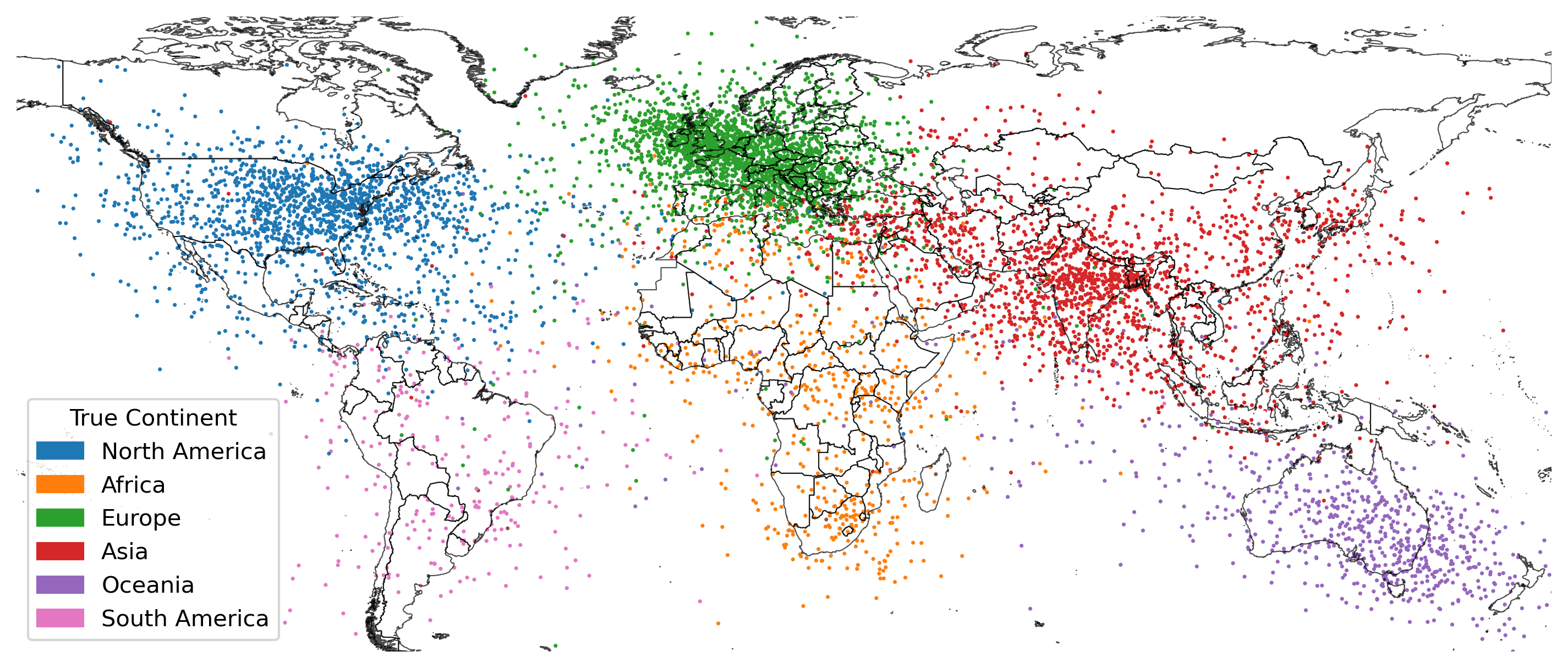 Picture 5: The world map in a large-language model. Colored dots are extractions of place representations in the model overlaid over a map over the world.