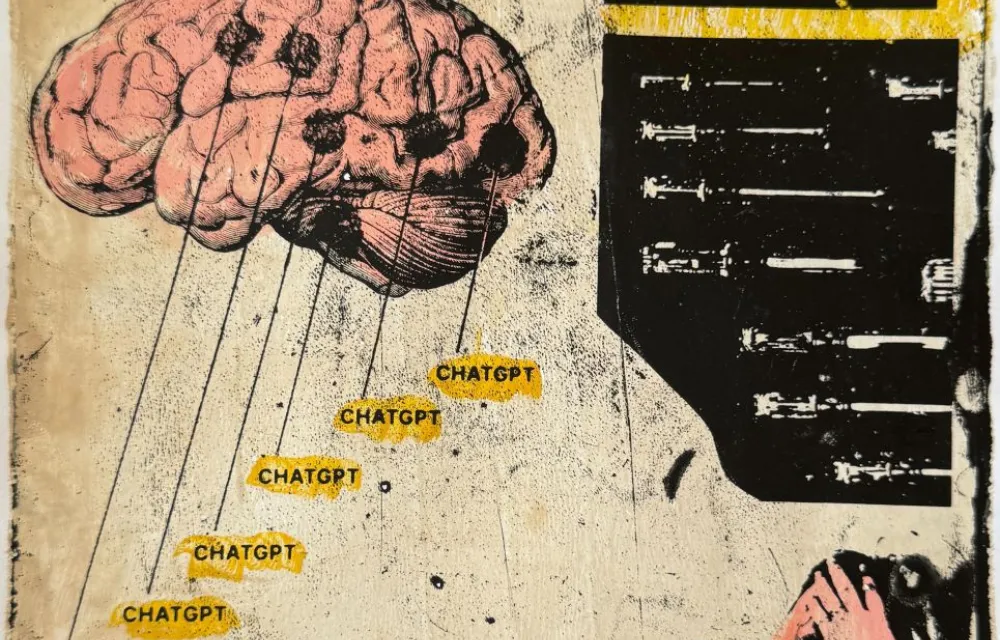 a brain with areas marked as responsible for chatGPT processing